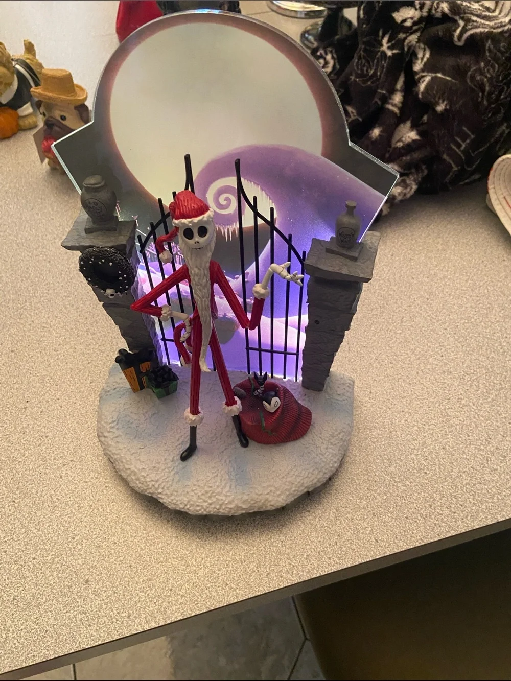 Nightmare Holiday Figurine - Red Skeleton Santa Decoration